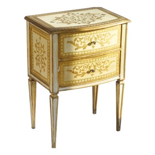 Hollywood Regency Italian Florentine Wooden Chest of Drawers in Gold and White, 1950s For Sale