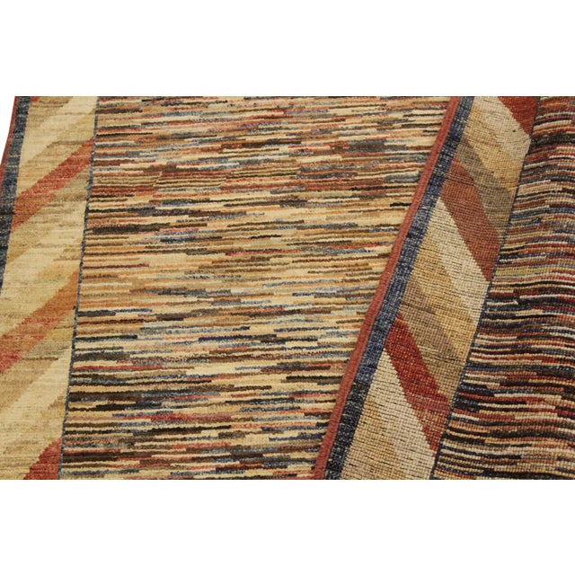 Beige Contemporary Gabbeh Trista Blue/Beige Wool Rug - 3'4'' X 4'8'' For Sale - Image 8 of 10