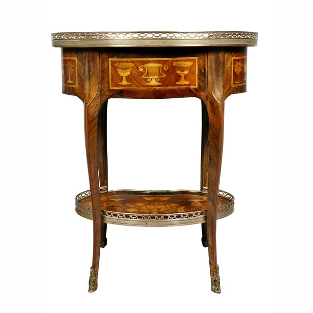 Louis XVI Style Marquetry Table A' Ecrire For Sale - Image 12 of 13