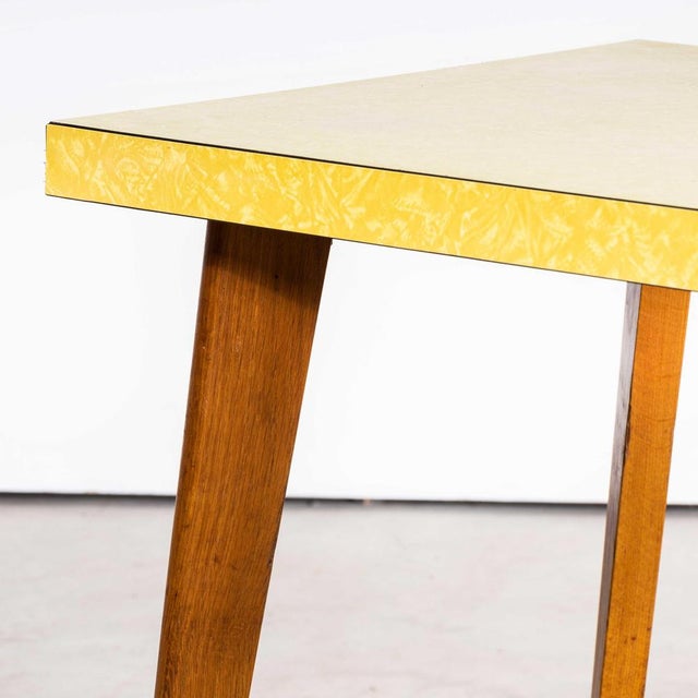 1960s French Square Yellow Kitchen Dining Table, 1960s For Sale - Image 5 of 8