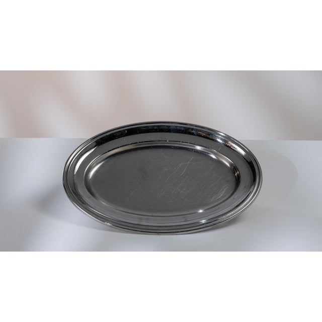Metal Early 20th Century France Gray Silver Tray For Sale - Image 7 of 15