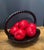 Vintage Ceramic Fruit Red Apples Black Basket Mid Century Decor 9.25” X 12” For Sale - Image 4 of 6