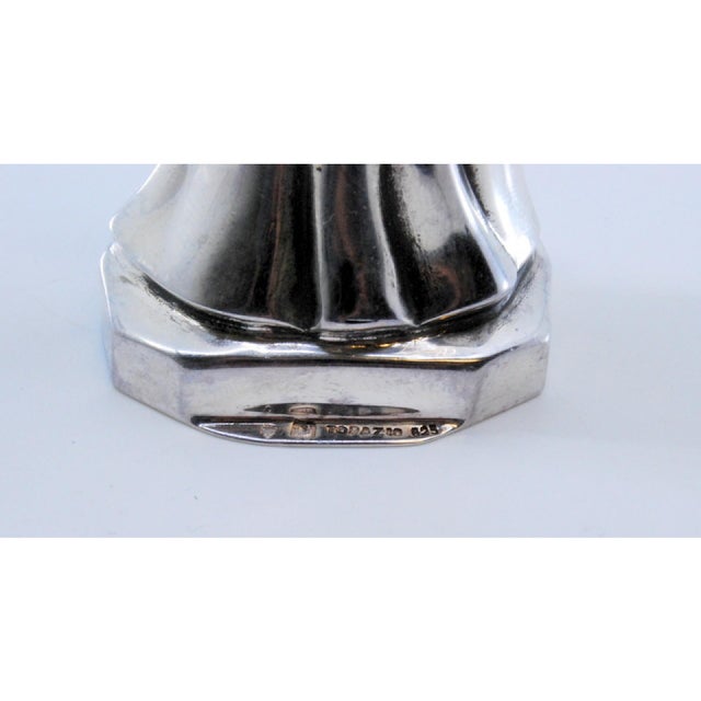 Silver Statuette of Saint Anthony Holding Boy and Flowers For Sale - Image 5 of 9