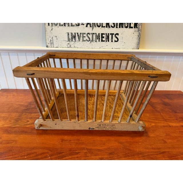 Antique Hudson Delivery Crate by Rugg Manufacturing Co. – Wooden Grocery Basket With Original Advertising, C. 1910–1930 For Sale - Image 14 of 14