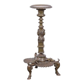 19th Century Bronze Figural Candle Stand For Sale