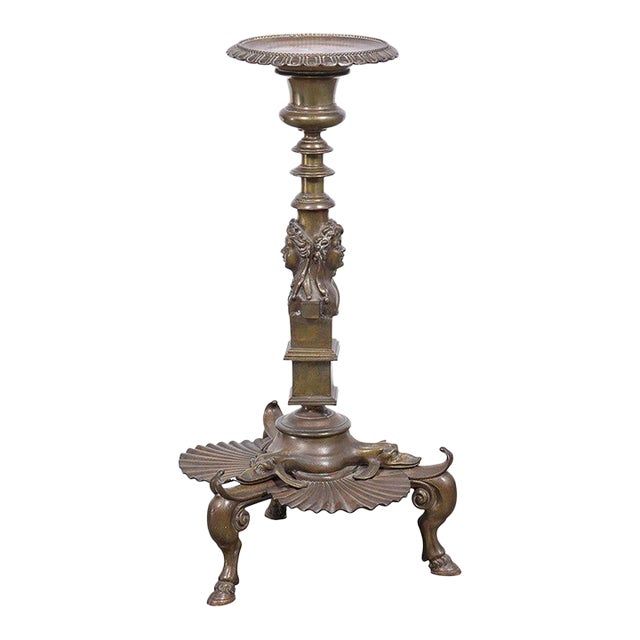 19th Century Bronze Figural Candle Stand For Sale