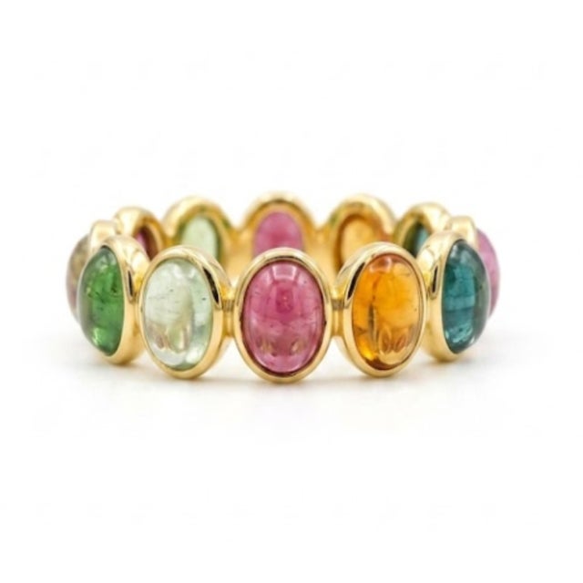 Gold Natural Multi Gemstone 4.4cts Ring in 18k Gold For Sale - Image 8 of 8