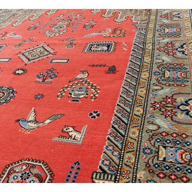 Mid 20th Century Vintage Fine Persian Qum Prayer Rug With Soft Red Field in Mihrab Design For Sale - Image 5 of 7