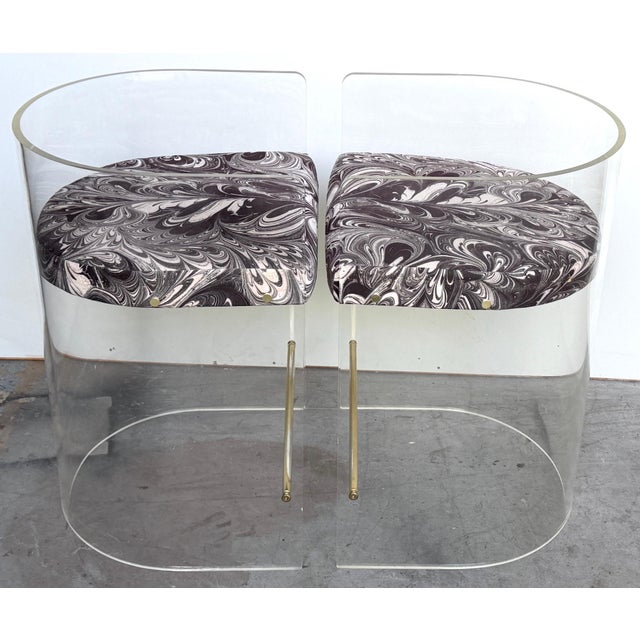 Pair Charles Hollis Jones (Attrib.) Lucite Barrel-Back Counter Counter Chairs For Sale - Image 12 of 18