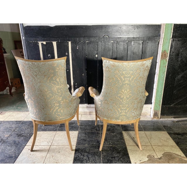 Wood Early 20th Century Grosfeld House Blonde Mahogany Bergere Chairs - a Pair For Sale - Image 7 of 12