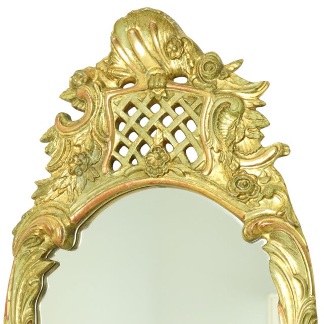 Large Swedish Rococo Style Gold Leaf-Gilded Mirror For Sale - Image 6 of 18