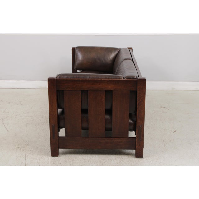 Stickley Stickley Mission Oak Settee Sofa For Sale - Image 4 of 18