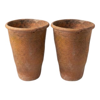 Pair of Mid-Century Rustic Italian Terracotta Vaso Planters For Sale