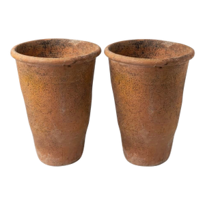Pair of Mid-Century Rustic Italian Terracotta Vaso Planters