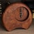 Signed mid-century hand-carved cherry wood desk clock titled "A Hole in Time" marked 37-43.