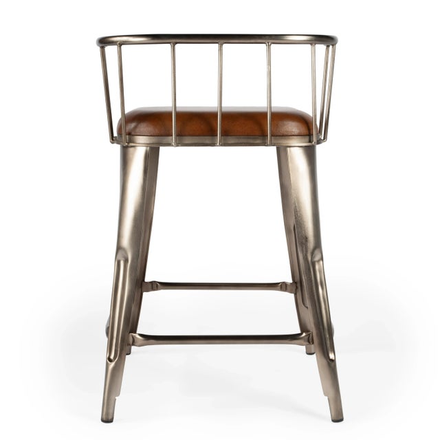 Coriander Iron & Leather 25" Counter Stool, Multi-Color For Sale In Chicago - Image 6 of 8