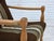 1970s, Danish armchair. Original striped green furniture wool, carved oak wood. Original very good condition: no smells,...