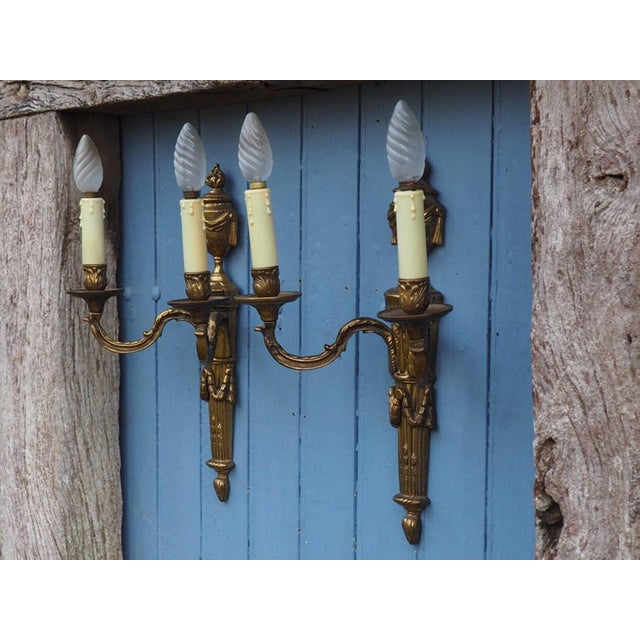 Traditional Vintage French Empire Style Wall Sconces, 1940s, Set of 2 For Sale - Image 3 of 10