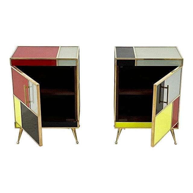 Stained Glass Bedside Tables, 1980s, Set of 2 For Sale - Image 4 of 7