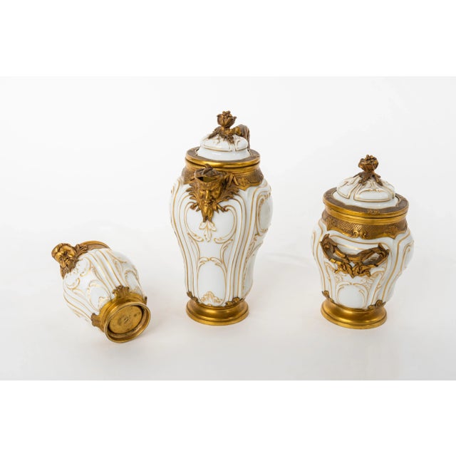 A Three-Piece Paul Canaux & Cie. Partial Gilt Porcelain Coffee Service With Gilt Silver Mounts For Sale - Image 4 of 13