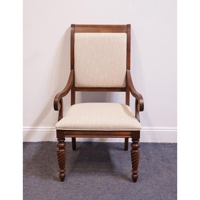 Traditional Broyhill Furniture British Empire Collection Cherry Dining Arm Chair 7325-83 For Sale - Image 3 of 11