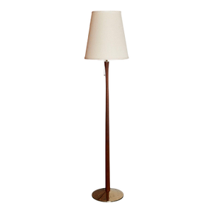 Vintage Scandinavian Sculptural Solid Teak and Brass Floor Lamp