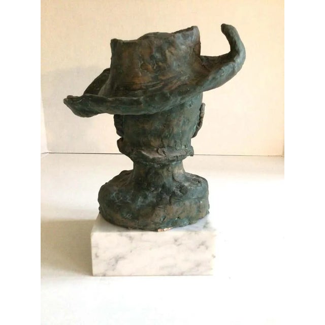 1950s Terracotta Sculpture of Cyrano De Bergerac on Marble Base For Sale - Image 12 of 12