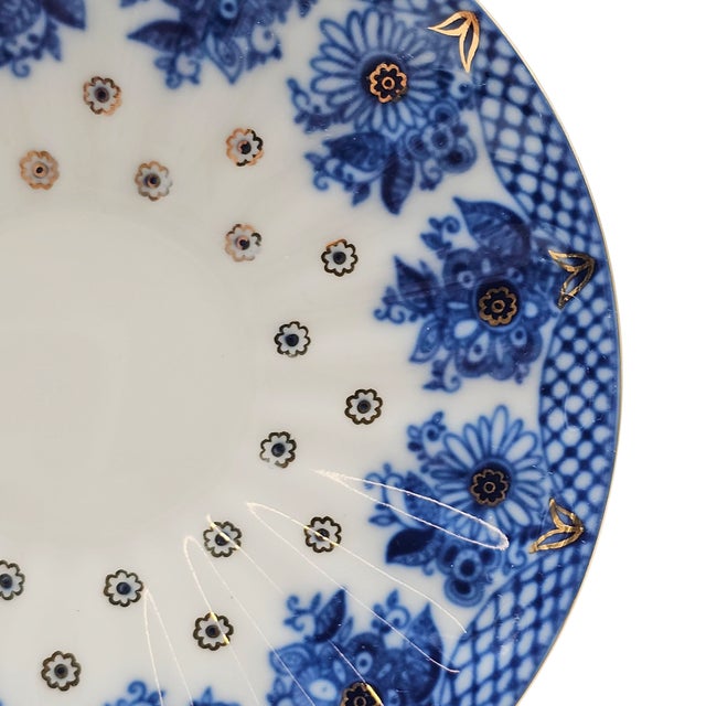 1990s Lomonosov Bridesmaid Basket Cobalt Porcelain Teacup and Saucer For Sale - Image 11 of 15