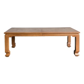 Vintage Boho Grasscloth Ming Extendable Dining Table For Sale