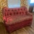 Vintage Scandinavian design burgundy and cream velvet loveseat. High shoulder back with sheltering arms. Slightly curved...