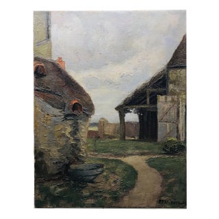 Pierre-Eugène Vibert, Cour intérieur, 1923, Oil on Canvas For Sale