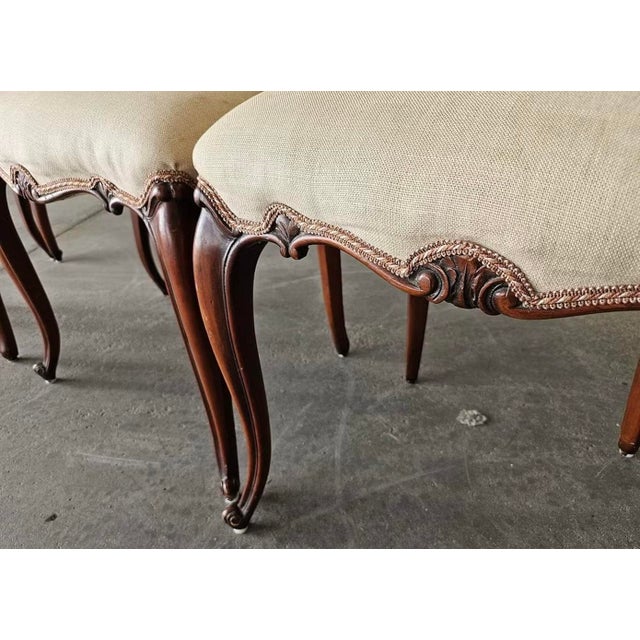 Set of Six Antique Walnut Dining Chairs in Louis XV Style With Hand-Carved Frames For Sale - Image 15 of 15