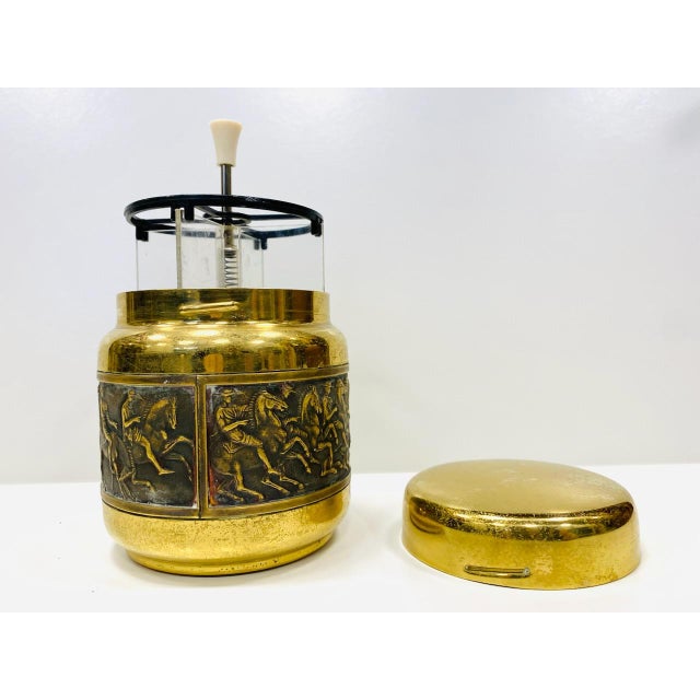 Mid-Century Modern Vintage Rotary Ashtray, Cigarette Dispenser and Lighter with Brass Decoration by Erhard & Söhne, 1960s, Set of 3 For Sale - Image 3 of 18