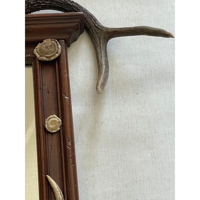 Gorgeous Black Forest Antique Mirror With Antlers and Birrows For Sale - Image 4 of 7