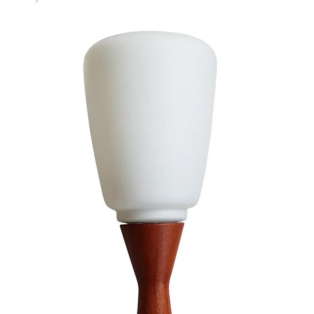 Scandinavian Modern Teak and Milk Glass Table Lamp For Sale - Image 4 of 5