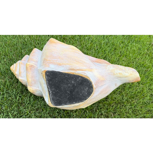 Vintage Oversized Hand-Painted Oversized Conch Shell Sculpture For Sale - Image 10 of 12
