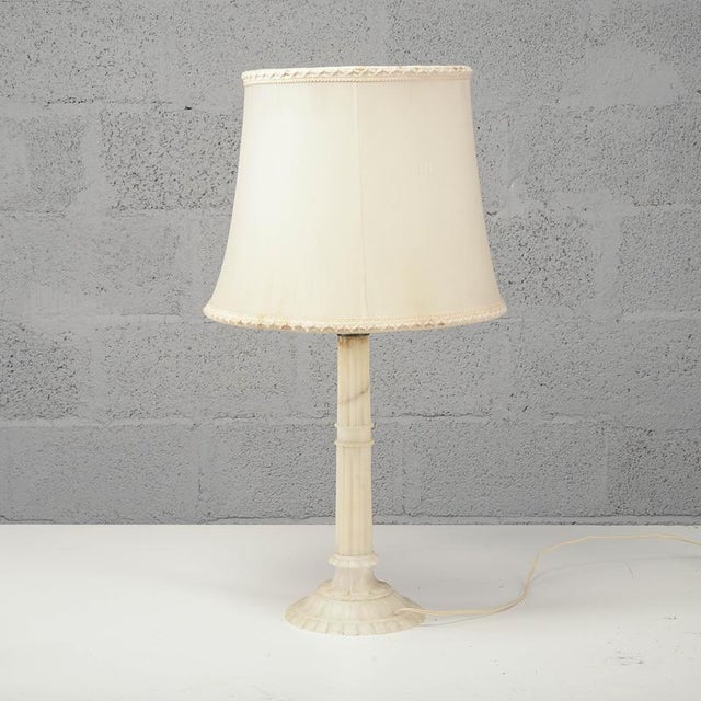 Textile Lamp with Alabaster Base, 20th Century For Sale - Image 7 of 7