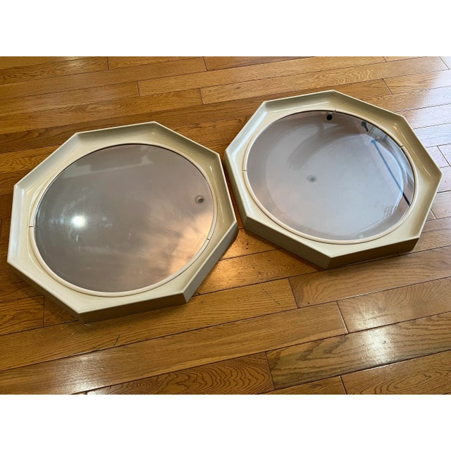 Cream color octagon mirror from 1970s. They are made of fiberglass and perfect for living room, entry table or just about...