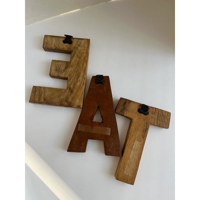 1950s Vintage Wood Letters Sign "Eat" - 3 Pieces For Sale - Image 5 of 8