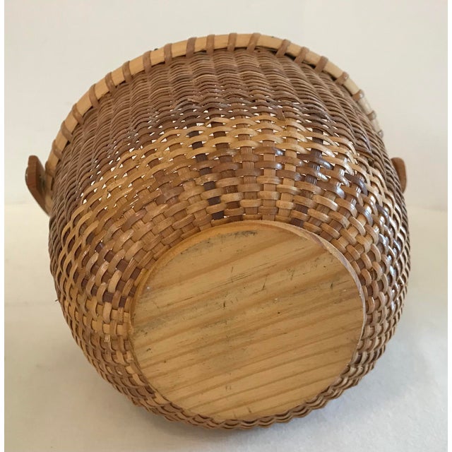 Vintage Woven Basket With Bentwood Handle | Chairish