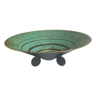 Ikora Patinated Brass Centerpiece Bowl from WMF, 1930 For Sale