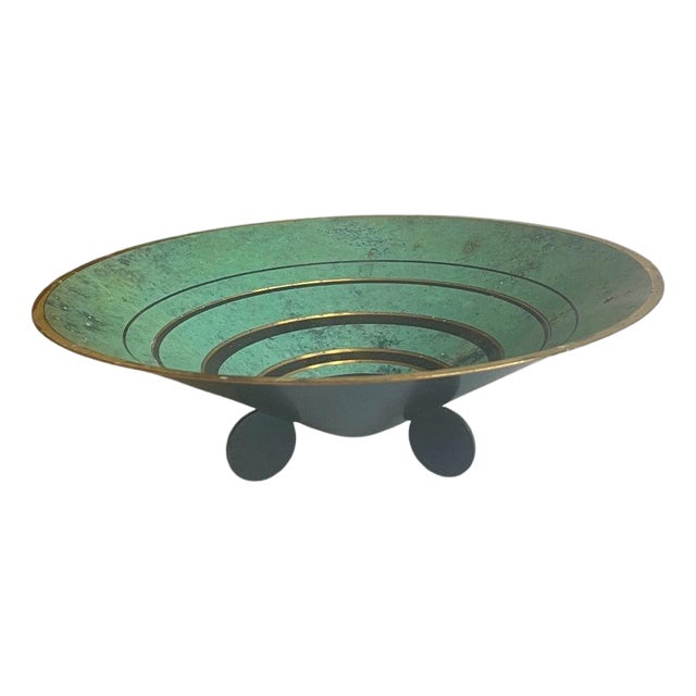 Ikora Patinated Brass Centerpiece Bowl from WMF, 1930 For Sale