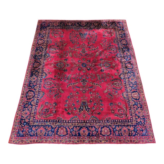 1940s Mid Century Vintage Hand-Knotted Turkish Rug. 8'9"x 11' For Sale