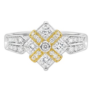 14K White Gold Princess Diamond Band Ring For Sale