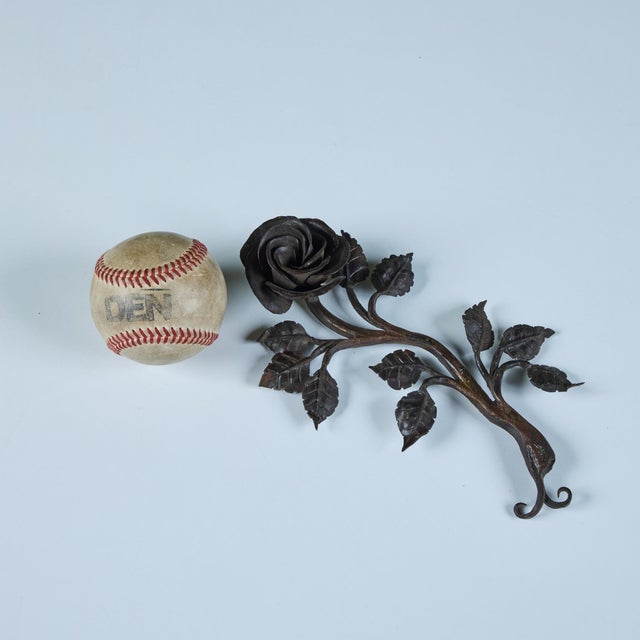 Metal Cast Iron Rose Sculpture For Sale - Image 7 of 12