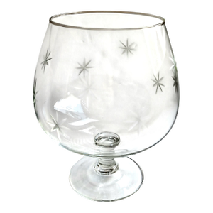 Extra Large Brandy Snifter Atomic Star Sunburst Mid-Century Modern 8" Tall