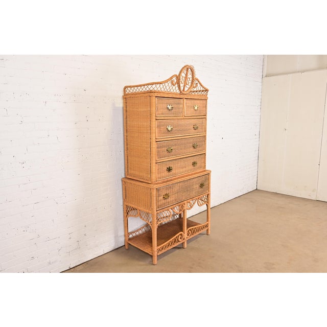 Ralph Lauren Ralph Lauren Safari Collection Organic Modern Woven Wicker Rattan Highboy Dresser For Sale - Image 4 of 16