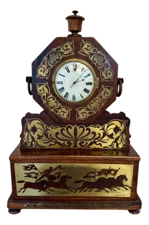Antique Regency Rosewood Brass Inlaid Mantle Clock, 1820