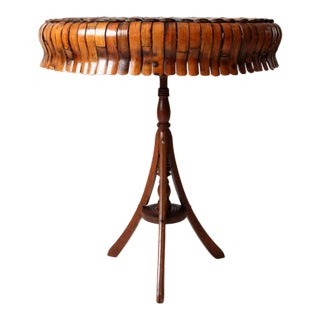 Antique Round Bamboo Accent Table For Sale