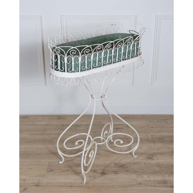 Metal Wrought Iron Planter with Scrollwork Stand, 20th Century For Sale - Image 7 of 10